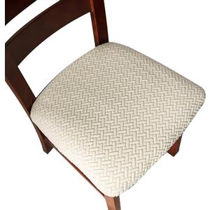 Genina Seat Covers for Dining Room Chair Seat Slipcovers Kitchen Chair Covers (Beige, 6 Pcs)