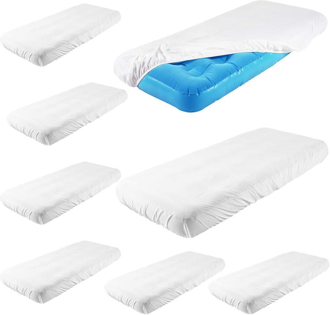Breling Kids Air Mattress Fitted Sheets Compatible with Intex Cozy Kidz (Sheet Only) Toddler Inflatable Mattress Sheets for Kids Sleepover Party Travel Camping Airbed(White,8 Pcs)