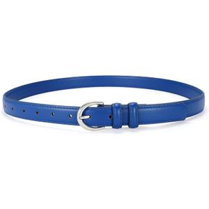 Women Leather Belt for Jeans Pants Fashion Ladies Skinny Belt for Dresses Thin Belt with Single Prong Buckle (XXL: Fits Waist 47-52 inch, Royal Blue) Women Leather Belt for Jeans Pants Fashion Ladies Skinny Belt for Dresses Thin Belt with Single Prong Buckle (XXL: Fits Waist 47-52 inch, Royal Blue)