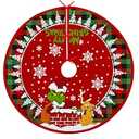 Fzbali Merry Christmas Tree Skirt 48 Inches, Xmas Large Lace-up Red Green Buffalo Plaid Check Tree Skirt, Santa Max Snowflakes Rustic Home Decorations New Year Holiday Party Farmhouse Decor