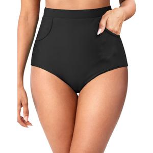 Tempt Me Women's High Waisted Bikini Bottom - Full Coverage Swimsuit Tummy Control Bathing Suit Swim Bottom with Pockets 2025,small