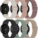 20mm Stretchy Nylon Band Compatible with Garmin Vivoactive 6 Watch Band/5/3/3 Music,6 Pack Soft Breathable Adjustable Sport Strap for Venu Sq/Venu 2 Plus/Forerunner 55/165/245/645/570-42mm
