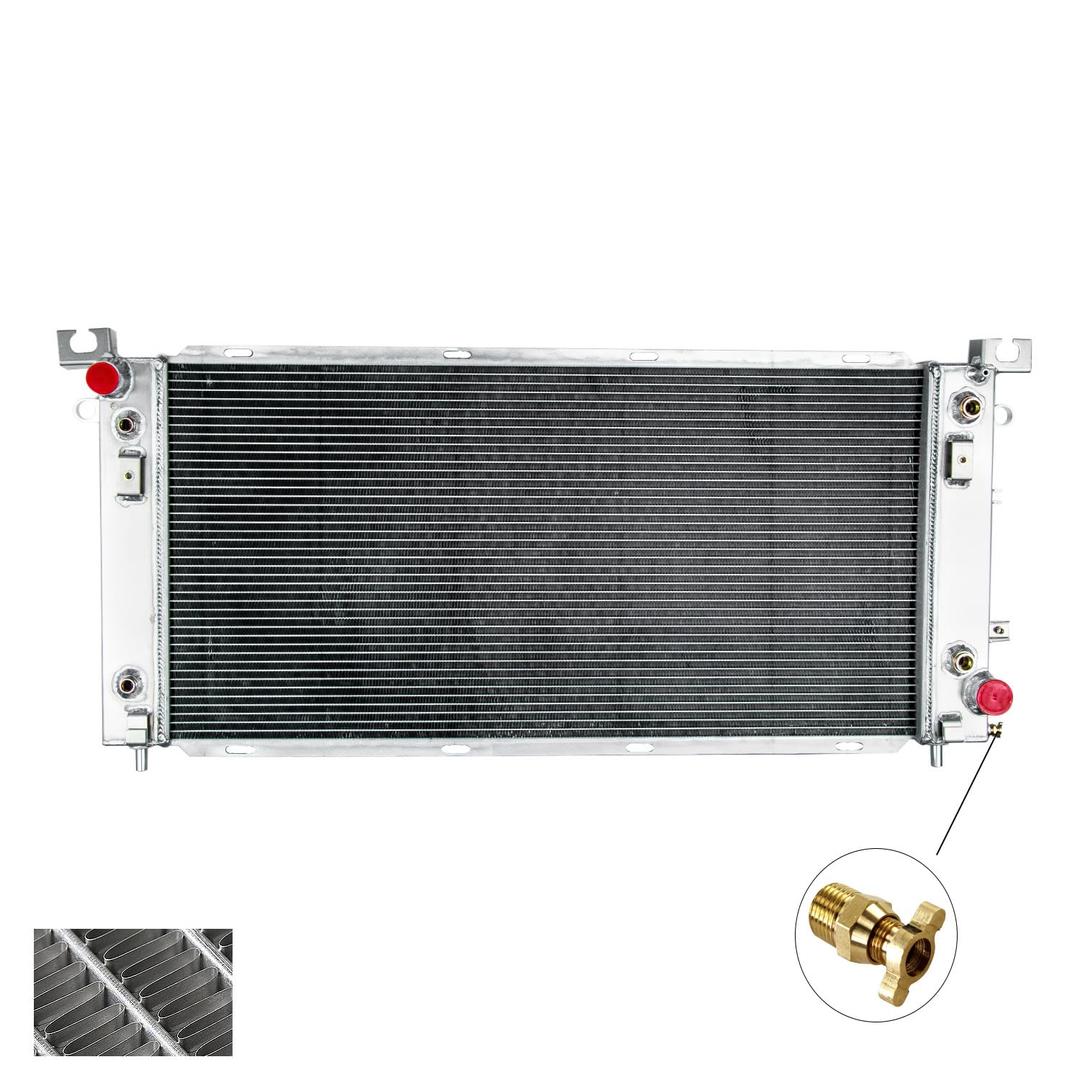 KUUHLERSAT 34'' Core Radiator, 3 Row Core All Aluminum Radiator Compatible with Chevy Silverado 1500 Suburban GMC Yukon Sierra Tahoe Escalade ESV 5.3L 6.0L 6.2L V8 Engine Cooling Radiators