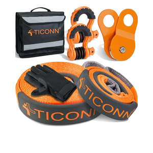 TICONN 3''x20' Recovery Tow Strap, Break Strength 35,000 lbs Tested Tree Saver, Triple Reinforced Webbing and Loop Straps Kit, Winch Snatch Strap (20' Recovery Deluxe Combo)