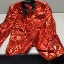 Elionm Mens Sequin Tuxedo 2 Piece Suit Set Slim Fit Prom Suits for Men Party Dress Suit Jacket and Pants, Size L