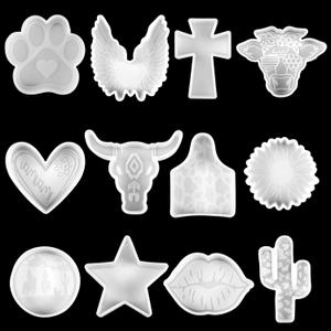 Geyoga (300 Design Optional) 12 Pcs Silicone Mold Car Freshie Molds Cat Paw Candle Making Molds Lip Highland Cow 12 Shapes DIY Soap Craft for Aroma Beads and Baking Handmade Freshies Mould(Cute)
