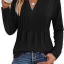 Zeagoo Long Sleeve Shirts for Women Fall V Neck Tops Casual Dressy Blouse Boho Tunic Business Work Clothes School Outfit Size 3XL