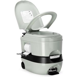 Kohree 6.34 Gal Portable Toilet for Adults: Large Camping Toilet with Wheels, Level Indicator - Odorless Leak-Proof Boat Porta Potty with Paper & Detergent Collection for Home Use, Camper, RV Travel, Size: 6.34 Gal- Grey