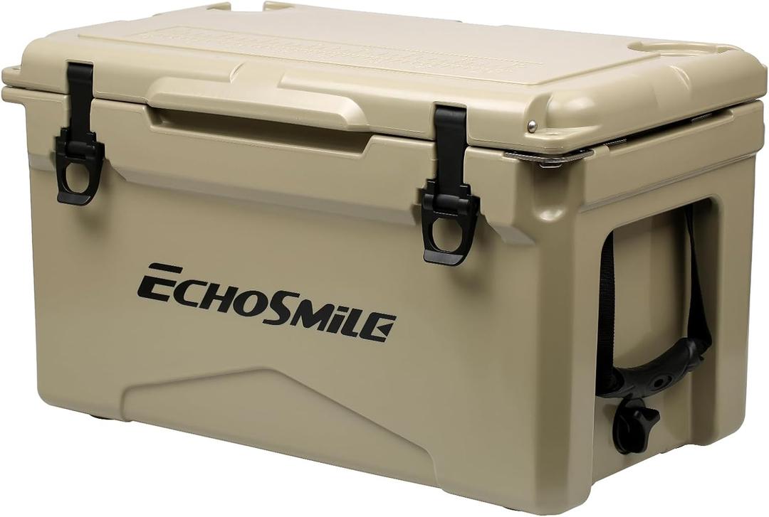 EchoSmile 25/30/35/40/60/75 Quart Rotomolded Cooler, Built to Stand up to The Rigors of The Journey (Khaki)