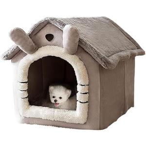 Dog Houses Soft Indoor Enclosed Tent Huts Warm Cave Dog Kennel House Type Winter Warm Small Dog Teddy Four Seasons Universal Removable and Washable Dog House Cat Nest Bed Pet Supplies (Large,Color 1)