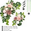 Wedding decor (pack of 2) Welcome Sign Flower Backdrop Garland For Ceremony Reception Wall Easel Home Decoration Entryway Faux Outdoor Board Head Table Decor (Dusty Rose)