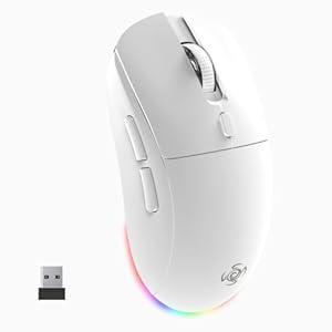LORERAN Bluetooth Wireless Mouse, 3 Modes Bluetooth 5.0 & 3.0 2.4G Wireless Portable Optical 4800 DPI Mouse with USB Nano Receiver, for Laptop, MacBook Pro Air, PC, Computer (White)
