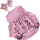Aori Lifelike Baby Dolls Clothes 20 Inch Purple Dress Clothing Set for 17-20 in Realistic Newborn Doll Girls