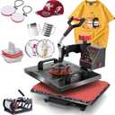 OIIEE Heat Press Machine 5 in 1 Combo Heat Press 12 x 15 Inch Heat Transfer Machine 360-Degree Swing Away Digital Shirt Printing Multifunction Heat Transfer Sublimation for T Shirts Mugs Hat Plate Cap