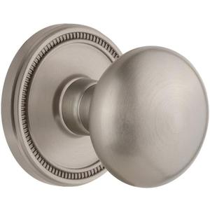 Grandeur 809547 Soleil Rosette Double Dummy with Fifth Avenue Knob in Satin Nickel