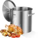 VEVOR Stainless Steel Stockpot, 53 Quart Large Cooking Pots, Cookware Sauce Pot with Lid, and Handle, Heavy Duty Commercial Grade Stock Pot, Sanding Treatment, for Large Groups Events Silver