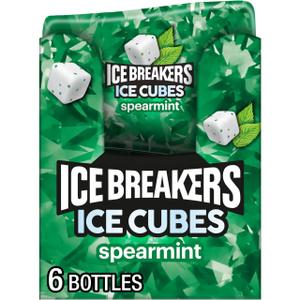 ICE BREAKERS Ice Cubes Spearmint Sugar-Free Gum Bottles, 6 ct BBD: 01-2028