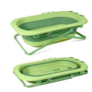 Beberoad Love Collapsible Baby Bathtub for Newborn to Toddler Portable & Adjustable Infant Tub with Non-Slip Design, Space-Saving Bathtub for Travel & Home Use (Green)