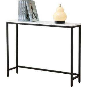 loglus Console Table for Entryway, Faux Marble MDF Sofa Table with Golden Frame (Single Layer, Black Frame)