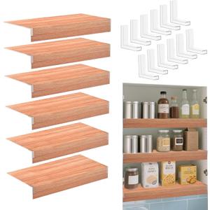 6 Pcs Wire Shelf Cover, 24x16 Inch Wire Rack Covers, Foamed PVC Faux Wood Shelf Liners for Pantry, Durable Shelves Covers for Cabinet Bathroom Removable Closet Kitchen Shelving Office