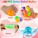 Valentines Day Gifts for Kids, 30 Pack Valentines Cards for Kids with Stress Balls Stretchy Squeeze Squishy Fidget Toys, Classroom School Exchange Prize Valentine's Party Favor Goodie Bag Stuffers