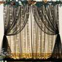 Black Sheer Backdrop Curtains with Lights String for Parties Birthday 10ft × 8ft Black Tulle Backdrop Curtain for Baby Shower Wedding Graduation Photo Shoot Decorations