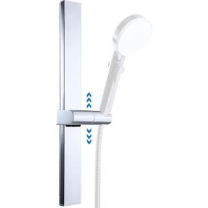 G-Promise No Drilling Metal Shower Slide Bar with Height and Angle Adjustable Handheld Shower Head Holder |Strong Adhesive Disc Mount or Wall-Mounted (Chrome)