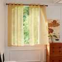 Foil Stripe Gold Sheer Curtains 72 inches Length 2 Panels with Grommets 52 inches Widith, Semi Transparant Curtains for Living Room and Multiple Rooms, Light Filtering Window Treatment