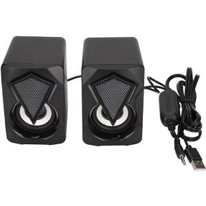 ciciglow X2 6W RGB LED Computer Speakers, USB Powered, 3.5mm Aux, 2.0 Channel, Black, Modern Style, Desktop Speaker