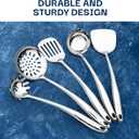 5-Piece Stainless Steel Cooking Utensils Set, Metal Kitchen Utensils, Spatula, Ladle, Slotted Spatula, Spaghetti Server, Skimmer 18/8 Stainless Steel Kitchen Tool Set, Durable & Dishwasher Safe