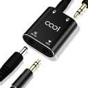 Cooidea 2 Channel Stereo Audio Mixer - Metal Shell, AUX Interface Support 2 In 1 Out Mini Stereo Sound Mixer Includes 1-Meter Audio Cables - For PC, Phone, Laptop, Headphones