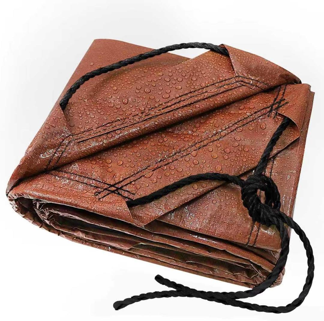 TARPAL 4x4 Feet(2pack) Small tarp with Drawstring Tarp Waterproof Brown Medium Duty tarps Multipurpose Cover for Leaf Camping Firewood Outdoor Furniture etc.