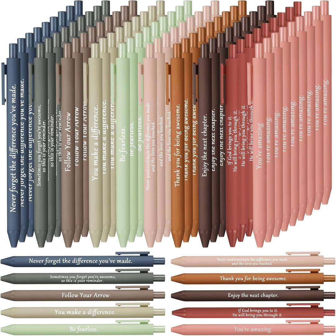 Teling 100 Pcs Inspirational Pens in Bulk Motivational Ballpoint Pens Bulk with Funny Sayings Quotes Positive Thank You Gifts for Adults Employees Coworkers Team Staff(Dark Colors,Classic Style)