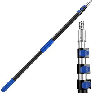 12FT Telescopic Extension Pole | 3-12FT Adjustable Aluminum Paint Roller & Cleaning Pole | Universal Twist-On Metal Tip | Sturdy Multi-Purpose Household Tool for Dusting, Painting & More, 12 Ft Blue