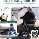 Bariatric Rollator Walker with Seat for Seniors, 500lb Capacity Aluminum Frame, Zero Wobble, 16lb Lightweight, 8" All Terrain Wheels, 10-Level Adjustable Handle/Seat, Cup Holder, Cane Clip
