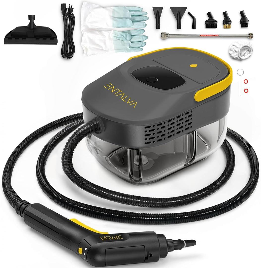 Steam Cleaner for Home, 1600W Handheld Steamer for Cleaning with 1.69QT Tank, High Temp Pressurized Steam Cleaner with 15 Accessories for Grout, Tile, Floor, Couch, Car Detailing (Grey)