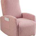 Recliner Chair Covers 4 Pieces Jacquard Small Recliner Sofa Slipcover Stretch Recliner Slipcover for Lazyboy Recliner Chair with Storage Pocket Furniture Protector for Living Room,Pink