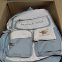 ZHANAO Color-blocking Rolling Backpack for Girls,Kawaii School Bag with Wheels,Trolley Bookbags for Primary Students (Green-2 Wheels)