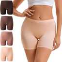 INNERSY Womens Boyshorts Underwear Boxer Briefs Shorts Panties with Cotton Crotch 4 Pack (Small, Warm Retro)