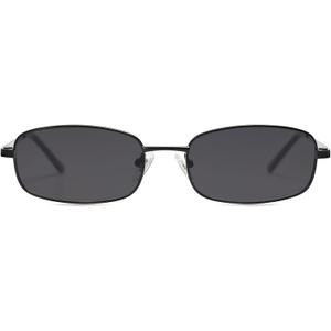 SOJOS Trendy Small Y2k Rectangle Sunglasses Womens Mens, Retro Narrow Chic Thin Skinny Sunnies SJ1187 (Matt Black/Grey)