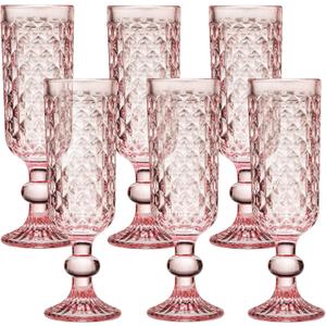 Rkyhwowby 24pcs 5oz Champagne Flute, Elegant Pink Crystal Glass Goblets Colored Drinking Wine Glasses Set, Multi-Color Champagne Glass Ideal For Weddings, Parties, Gifts (Set Of 24, Luxury, Durable)
