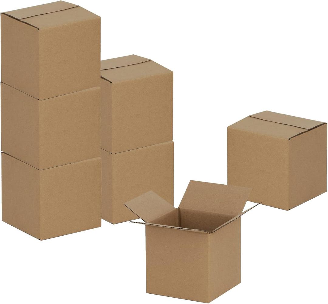 4x4x4 inches Shipping Boxes 50 Pack, Kraft Corrugated Small Cardboard Boxes for Mailing Packing, Brown