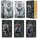 Black Stained Glass Tarot Cards for Beginners with Meanings on Them 400GSM Unique Thickness Gilded Learning Tarot Deck Set with Guide Book and Golden Edge on 78 Cards