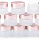 12 Pack Frosted Glass Cream Jar - 15g/0.5 oz Empty Makeup Container Refillable Travel Pot Jar For Lotion Cream Cosmetics Ointments