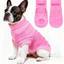 COJBPET Knitted Dog Sweater for Small Dogs, Pullover Turtleneck Pet Sweaters, Winter Dog Clothes, Warm Soft Winter Holiday Cat Sweater, Pink, S