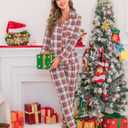 Senert Pajamas Set For Women Long Sleeve Sleepwear with Pockets Soft Button Down Shirt Long Pants Pj Lounge Sets (Red White, Small)