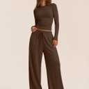 Trendy Queen Women's 2 Piece Fall Lounge Sets 2026 Designed with Pintuck, XS