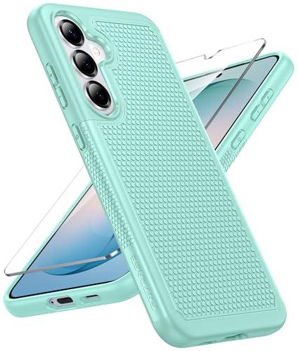 FNTCASE for Samsung Galaxy S26 Plus Case: Military Grade Drop Protection, 14ft Drop Tested, Screen Protector Included, Anti-Slip Anti-Fingerprint Dual Layer Shockproof Phone Case Cover (Mint Green)