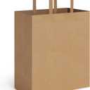 BagDream 50Pack 10x6.75x12 Kraft Brown Paper Bags with Handles Bulk, Shopping Merchandise Retail To Go Bags for Takeout Containers, Flat Handles Wider-gusset Recycled Gift Bags
