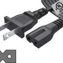 12Ft 2 Prong Polarized-Power-Cord for Vizio-LED-TV Smart HDTV, Bose Companion Speaker, Cable Box Router Arris, Sharp Sanyo Insignia Sound Bar, Singer Brother Baby-Lock Viking Pfaff Sewing Machine